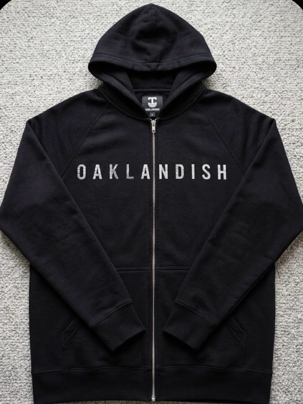 Oaklandish Men's Black Full-Zip Hoodie Sweatshirt